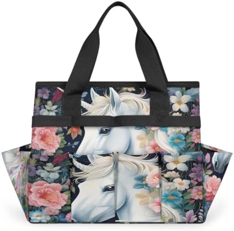 Unicorn Garden Tool Bag Organizer Heavy Duty Funny Unicorn Gardening Tote Bag with 10 Pockets for Women Men Gardening Gifts by Home