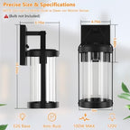 Brightever Outdoor Wall Light Fixtures, Waterproof Matte Black Exterior Wall Lantern Sconce Porch Lights, Outside Lighting with Clear Ribbed Glass for House, Garage, Front Door, 2-Pack - Image 5