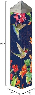 Studio M Art Pole Hum Harmony 20 Inch Weather Resistant PVC with Vinyl Wrap Outdoor Decorative Accessory for Landscaping Gardens and Yards Navy Blue and Orange Floral Hummingbird - Image 7