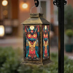 Solar Lantern Mid Century Stained Glass Owl Outdoor Waterproof Garden Hanging Lantern Solar Powered Lighting Outside Solar Light for Patio Yard Camping, Gifts for Women Mom - Image 6