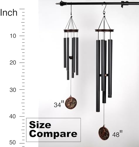 Vanquer Large Wind Chimes for Outside Deep Tone - 46'' Outdoor Clearance, Windchimes Outdoors, Memorial Wind Chimes, Sympathy Gift, Patio, Garden, Home Décor, Vintage Black (46" Cardinal) - Image 7