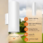 JO.KO Porch Light in 2 Lights, Cylinder Wall Lights 10.24" 2 Pack, Up Down Lights 2700K Warm White, Waterproof Wall Sconce, Aluminum,Exterior Light Fixture Wall Mount, White - Image 6