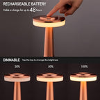O'Bright Dome Cordless Rechargeable LED Mushroom Table Lamp, Rose Gold - Image 2