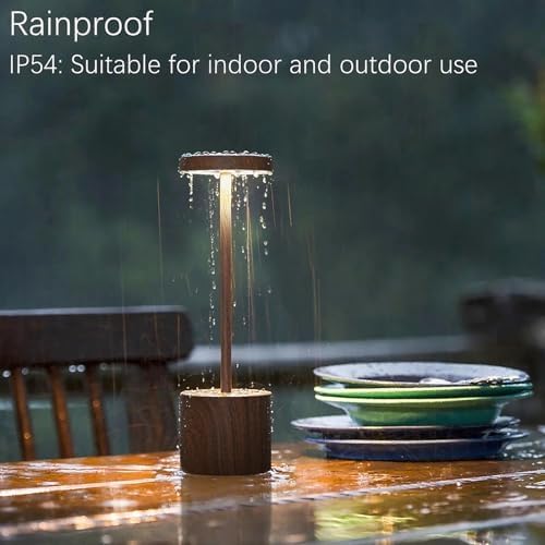 Cordless Rechargeable LED Table Lamp Set of 2, Wood - Image 3