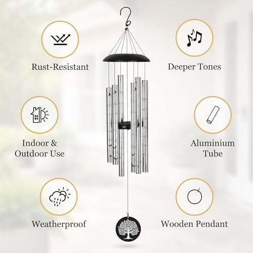 Memorial Wind Chimes with Suncatcher, Sympathy Gifts Wind Chime for Loss of Loved One, 40" Sympathy Wind Chime with 6 Anodized Aluminum Tubes Tuned for A Soothing Melody - Image 6