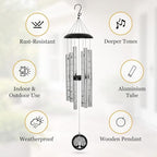 Memorial Wind Chimes with Suncatcher, Sympathy Gifts Wind Chime for Loss of Loved One, 40" Sympathy Wind Chime with 6 Anodized Aluminum Tubes Tuned for A Soothing Melody - Image 6