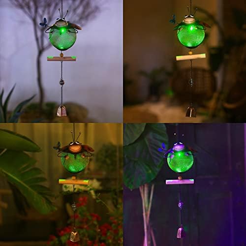 Solar Ladybug Wild Bird Feeders Squirrel Proof for Outside - Unique Cute Metal Ladybug Bird Feeder with Solar Light, Wind Chime, Gift for Bird Lovers(Ladybug) - Image 3