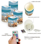 Beach Shells Flameless Candle Set of 4 with Remote Control and Timer Battery Operated Candles Waterproof Flickering Realistic LED Candle Suitable for Outdoor Seaside Proposal - Image 3