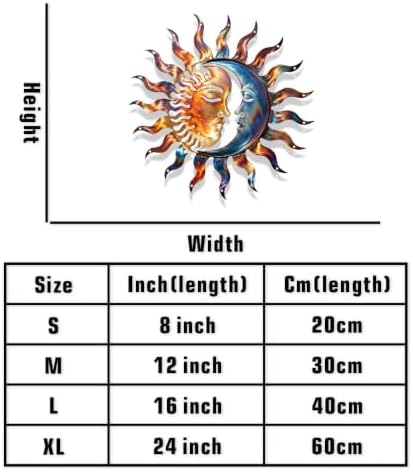 Celestial Sun and Moon Metal Sign Rustic Wall Art Plaque for Home Garden Patio Indoor Outdoor Decor Heavy Duty Waterproof Iron Hanging Ornament (16 INCH) - Image 6