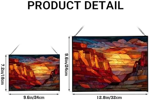 Sunrise Breaking Over Canyon Ridge Rectangular Stained Glass Suncatcher – Hanging Window Panel with Animal & Nature Scene – Vibrant Glass Art Gift for Wildlife, Fantasy, Nature Lovers eyk23X - Image 4