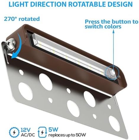 rosykite LED Retaining Wall Lights 8-Pack, 7 Inch 5W Hardscape Paver Lights, 5CCT 2200K-5000K, 270° Rotatable Low Voltage 12-24V Outdoor Step Lights, ETL Listed Landscape Lights for Deck Stairs Patio - Image 4