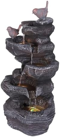 Generic Resin Stone Imitation Waterfall with LED Lights Tabletop Water Fountain Desktop Waterfall Fountain Relax Decor for Home Office - Image 2