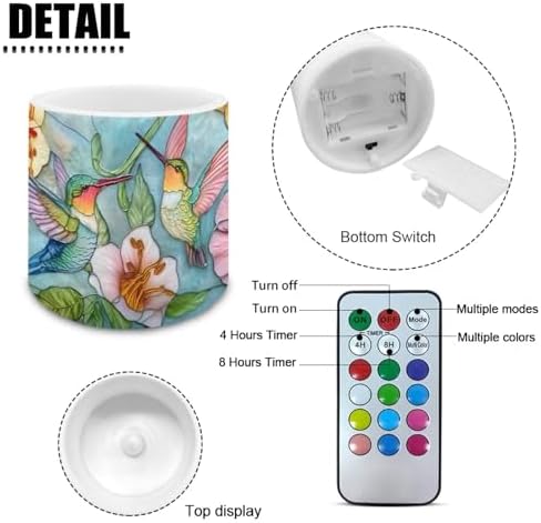 Hummingbird LED Flameless Candles with Realistic Dancing Flame Waterproof Outdoor Battery Operated with Timer & Remote (4 Pack) - Elegant Decor for Weddings, Dinner Party - Image 6