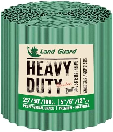 Land Guard Corrugated Metal Garden Edging, 12"×25Ft Steel Landscape Edging, Corrugated Metal Yard Edging Borders, Steel Edging for Landscaping, Garden Fence, Lawn, Flower Bed (Olive-Green) by LandGuard