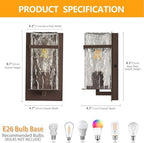 2-Pack Outdoor Wall Sconce,Brown Waterproof Exterior Lighting - Image 2