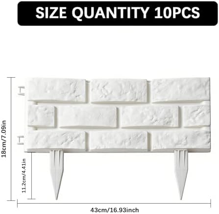10 Pcs - Landscape Edging Faux Stone Garden Edging Border,17FT,7 in Tall Decorative Stone-Look Garden Border for Flower Bed Edging,Lawn,Landscaped Yard,Trees and Gardens,White - Image 2
