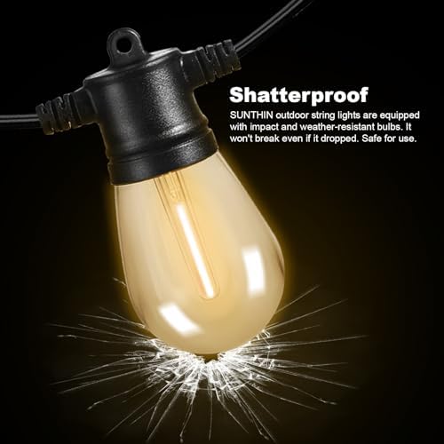 SUNTHIN 96FT Outdoor String Lights with 32 LED Shatterproof Bulbs - Image 4
