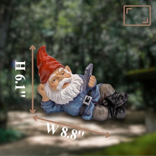Relaxing Garden Gnome Figurine, Whimsical Outdoor & Indoor Decor Statue for Patio Lawn Yard Decor, 6.1'' Tall - Image 6