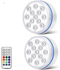Submersible LED Lights with Remote Underwater Pool Light IP68 Magnet 13 LED Bright Lamp RGB for Pond/Pool/Aquarium(2 Light 1 Controller,7.0CM) by Unknown