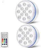 Submersible LED Lights with Remote Underwater Pool Light IP68 Magnet 13 LED Bright Lamp RGB for Pond/Pool/Aquarium(2 Light 1 Controller,7.0CM) by Unknown
