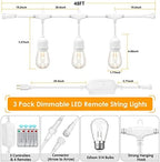 Mlambert 144FT(3x48FT) 3 Colors LED Outdoor String Light with Remote, White - Image 4