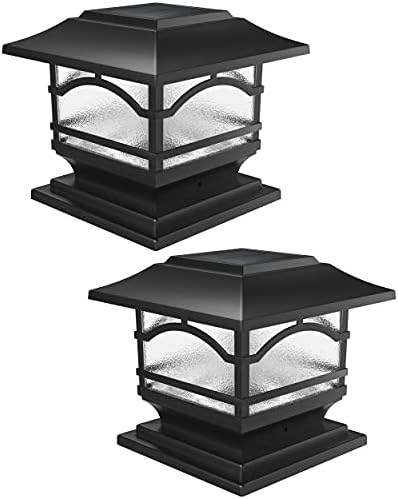 Davinci Lighting Premium Solar Outdoor Post Cap Lights - 4x4 5x5 6x6 - Bright LED Light for Fence Deck Garden or Patio Posts - Slate Black (2 Pack) by DavinciLighting