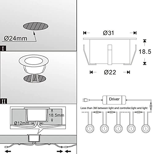 FVTLED Low Voltage LED Deck Light, 30pcs Φ1.22 Recessed Warm White - Image 5