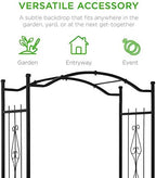 Best Choice Products 92in Steel Garden Arch Arbor Trellis for Outdoor, Yard, Garden, Climbing Plants w/Decorative Wire Lattice - Black - Image 4