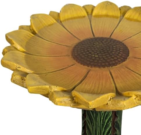 SKYFIRE 24.4” Tall Outdoor Concrete Bird Bath - Sunflower Birdbath Bowl with Green Leaf Pedestal for Garden, Patio, Lawn, Backyard,Outdoor Decor -20”Dia. X 24.4”H Garden Decor Statue Flower Birdbaths - Image 6