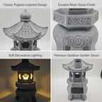 Japanese Solar Pagoda Lantern Outdoor Garden Decor Resin LED - Image 6