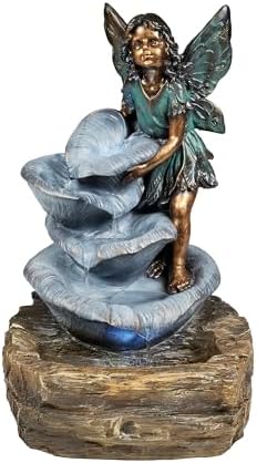 Fairy On The Rock Fountain with 2 White LEDs - Image 2