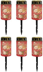 Poceacles Outdoor Solar Powered Cemetery Lights Grave Outdoor Stake Lights Garden Solar Lantern Flameless Candles Christmas Garden Decoration, Cute Reindeer Snowman Red, Pack of 6 by Poceacles