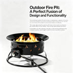Portable Propane Fire Pit 19" 50000 BTU Cover Carry Kit Smokeless, Black - Image 6