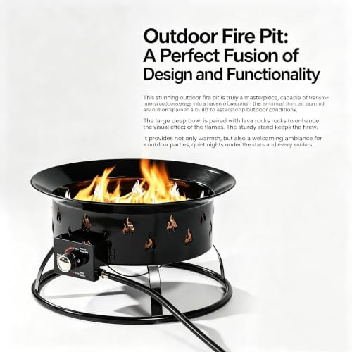 Portable Propane Fire Pit 19" 50000 BTU Cover Carry Kit Smokeless, Black - Image 6