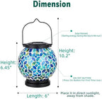 VOREEN Mosaic Solar Lanterns, Handmade Outdoor Glass Hanging Light, Waterproof Solar Table Lamp, Gift for Mom Wife Friend, Decor for Garden, Patio, Yard, Balcony, Green & Yellow, Leaves Pattern - Image 6