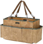 Tool Tote, Heavy Duty Waxed Canvas Wide Mouth Tool Pouch, Muti-Purpose Tool Bag with Adjustable Shoulder Strap (15 X 9.8 X 7.8 inch) | Khaki by Denifiter