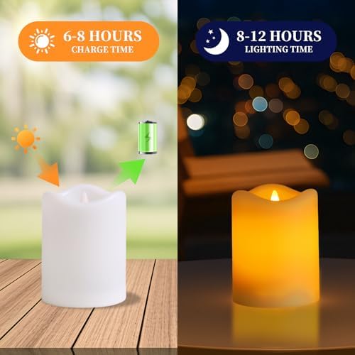 Solar Candles Outdoor, 6 Pack Flameless Candles for Lanterns, 3" x 4" - Image 7