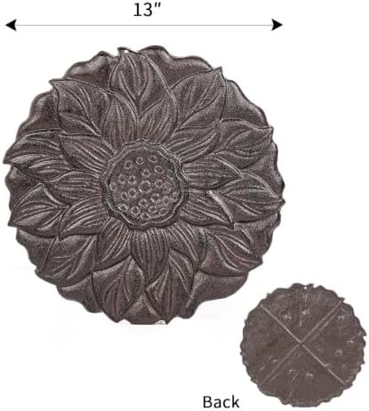 Sungmor Vintage Cast Iron Lotus Stepping Stone, Dark Brown - Image 2