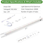 T5 Grow Lights, 2FT 120W (8×15W, 1000W Equivalent), Full Spectrum Grow Lights for Indoor Plants, 4000K, Plug and Play, Easy to Install, for Greenhouse & Plant Shelves (8 Pack) - Image 7