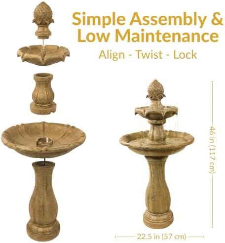 Sunnydaze 46" 2-Tier Solar Water Fountain, Pineapple Top, Earth Finish - Image 6