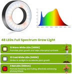 Kullsinss 3.5in Halo Plant Lights for Indoor Growing, 48 LEDs Full Spectrum - Image 4