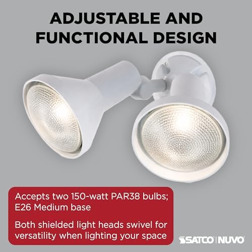 Nuvo Lighting SF77/488 2-Light PAR38 Twin Flood Light, White - Image 4