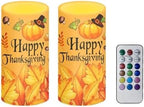 Happy Thanksgiving Day Pumpkin Battery Operated Flameless Candles with Timer Remote LED Candles Flickering for Fall Theme Home Party Banquet Decorations by Merkmak