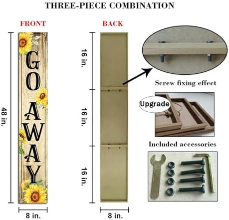 Go Away Porch Sign,Unwelcome Door Sign Door Sunflowers Wooden Vertical Standing Hanging Decorations Spring Summer Farmhouse Outdoor Yard Housewarming Present 8x48inch - Image 2