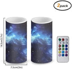 Starry Sky Flameless Candles with Remote Galaxy Outdoor Battery Operated Candles with Timer Flickering LED Elictric Pillar Lights for Outdoor Porch Wedding Home Decor Set of 2 - Image 4