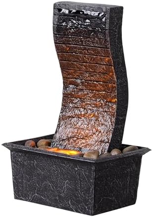 Tabletop Water Fountain Curved Panel Indoor Waterfall Fountain for Bedroom, Office Desk, Living Room, spa, Quiet Zen Desktop Fountain for Home Decor Gift, 9.65 Inch by Unknown