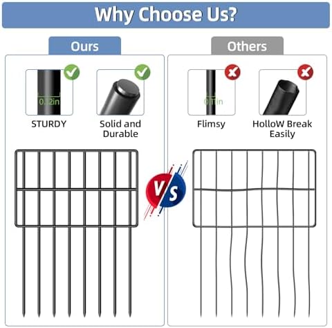 25 Pack Garden Animal Barrier Fence, 17in(H) x27ft(L) No Dig Decorative Fences, 1.5in Spike Spacing Rustproof Metal Garden Fence Border for Dogs Rabbits, Bottom Blocker for Outdoor Yard Patio - Image 5