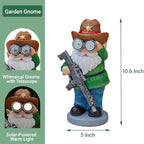 Funny Garden Gnomes Statue Outdoor Decor, Solar Telescope Gnome Decorations for Yard, Lawn, Patio, Porch, Christmas Birthday Housewaming Gifts for Dad, Men, Husband, 10.6 Inch, Resin - Image 2