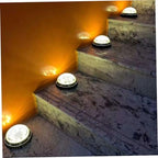 SEWACC 4pcs Warm Light LED Solar Ground Lawn Lamps Outdoor Solar-Powered Landscape Disc Lights for Garden Pathway Patio In-ground Lighting - Image 5