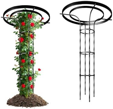 Mushroom Top Trellis for Climbing Plants Outdoor, 4.59FT Decorative Obelisk Plant Support with Rustproof PE-Coated Metal Poles, Rose Trellis for Clematis Ivy, Black by CaroTex
